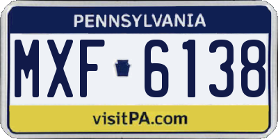 PA license plate MXF6138