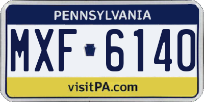 PA license plate MXF6140