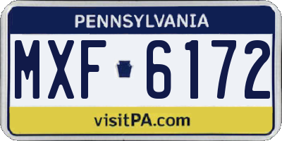 PA license plate MXF6172