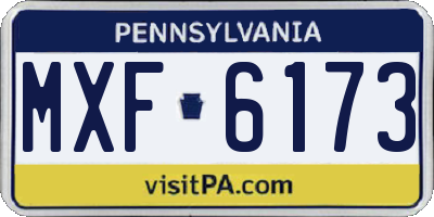 PA license plate MXF6173