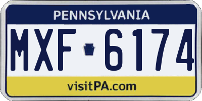 PA license plate MXF6174