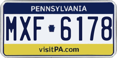 PA license plate MXF6178