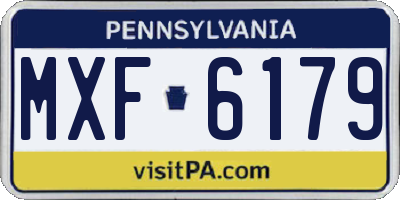 PA license plate MXF6179