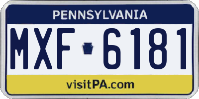 PA license plate MXF6181
