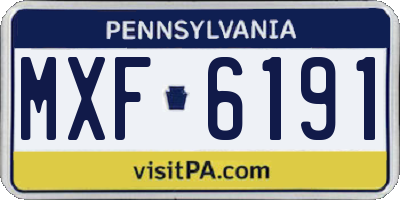 PA license plate MXF6191