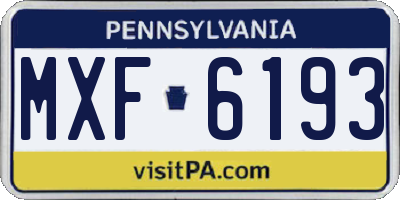 PA license plate MXF6193