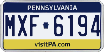 PA license plate MXF6194