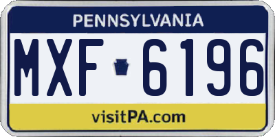 PA license plate MXF6196