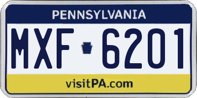 PA license plate MXF6201
