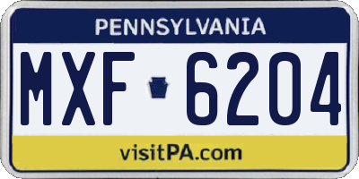 PA license plate MXF6204
