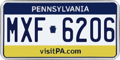 PA license plate MXF6206