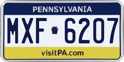 PA license plate MXF6207