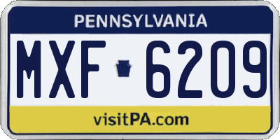 PA license plate MXF6209