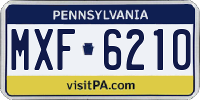 PA license plate MXF6210