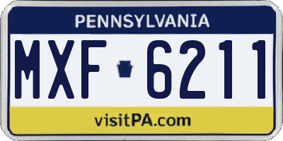 PA license plate MXF6211