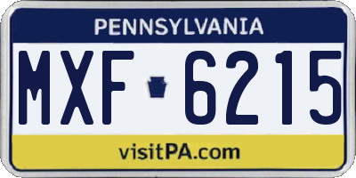PA license plate MXF6215