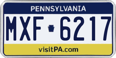 PA license plate MXF6217