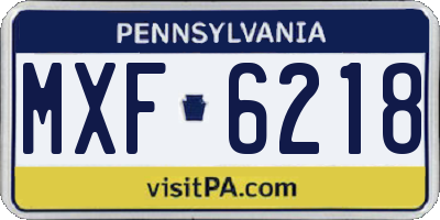 PA license plate MXF6218
