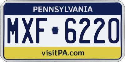 PA license plate MXF6220