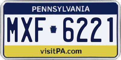 PA license plate MXF6221