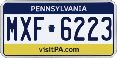 PA license plate MXF6223