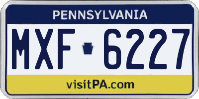 PA license plate MXF6227