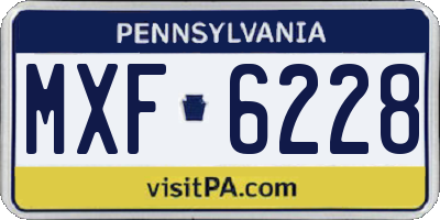 PA license plate MXF6228