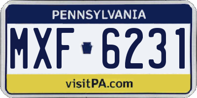 PA license plate MXF6231
