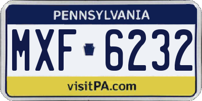 PA license plate MXF6232
