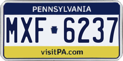 PA license plate MXF6237