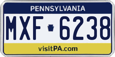 PA license plate MXF6238