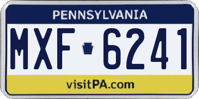 PA license plate MXF6241