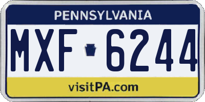 PA license plate MXF6244