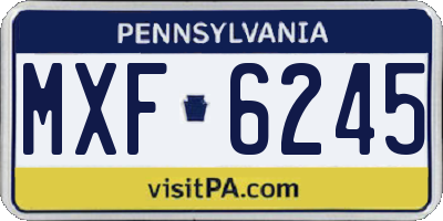 PA license plate MXF6245