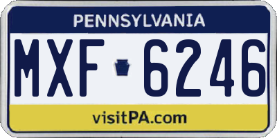 PA license plate MXF6246