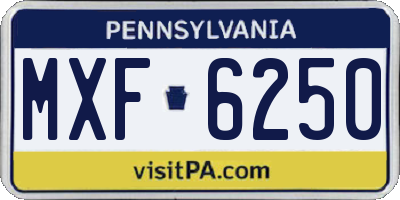 PA license plate MXF6250