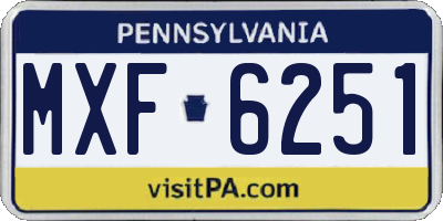 PA license plate MXF6251
