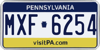 PA license plate MXF6254