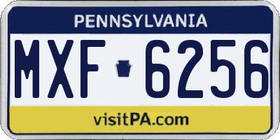 PA license plate MXF6256