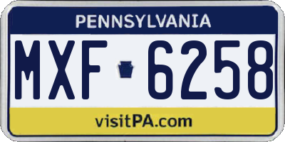 PA license plate MXF6258