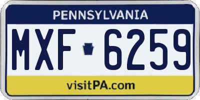 PA license plate MXF6259