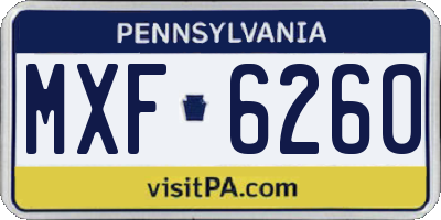 PA license plate MXF6260
