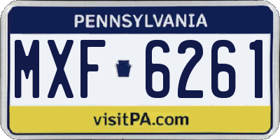 PA license plate MXF6261