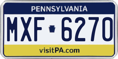 PA license plate MXF6270