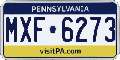 PA license plate MXF6273