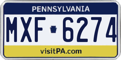 PA license plate MXF6274