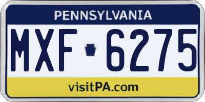 PA license plate MXF6275