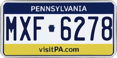 PA license plate MXF6278