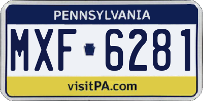 PA license plate MXF6281