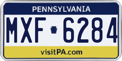 PA license plate MXF6284